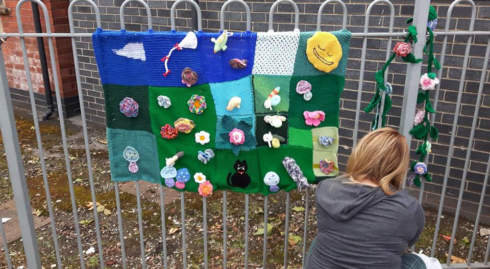 COLOURFUL: Knitted creations popped up all over the town centre last night