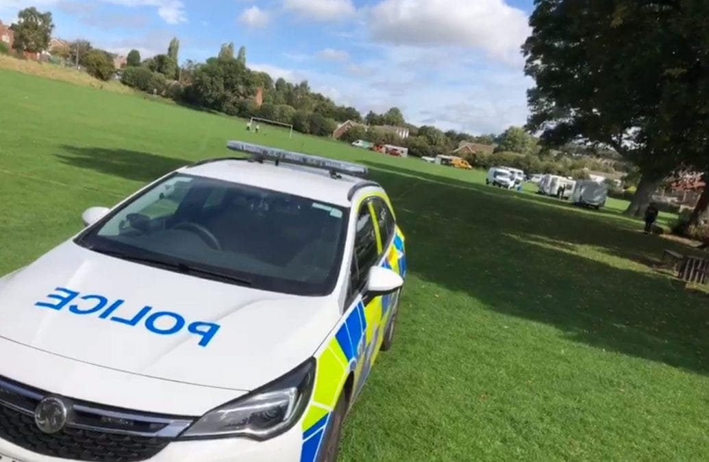 Travellers set up camp on Arnold playing field