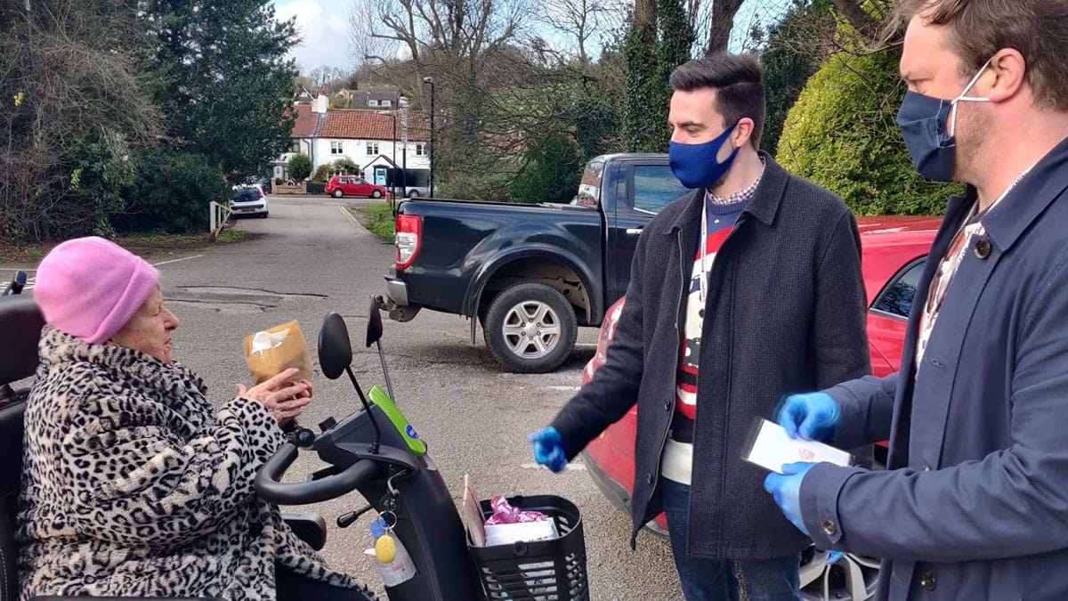 Councillors hand out festive food in Burton Joyce to elderly and lonely residents facing Christmas alone