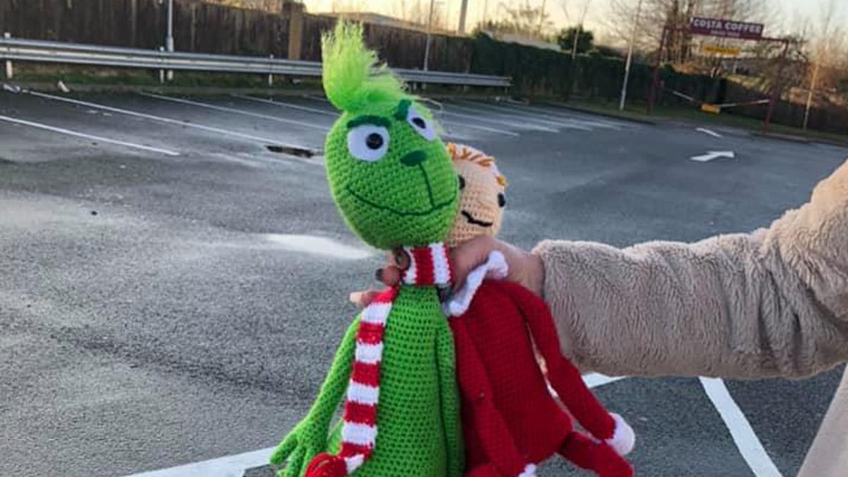 How the Netherfield Grinch was nearly stolen at Christmas: Festive crochet display recovered after going missing overnight from town post box