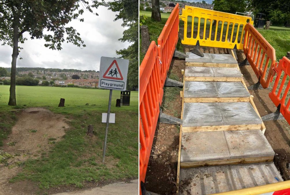 Council puts in new set of steps to improve access to playground in Arnold