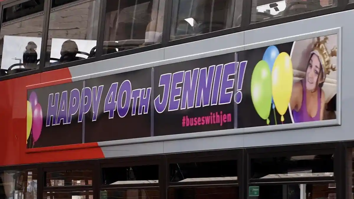 Friends and family mark transport blogger’s milestone birthday with Gedling bus banner